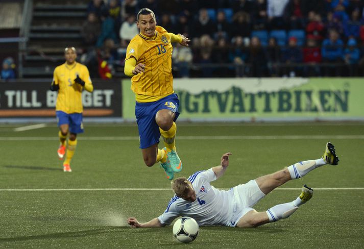 Zlatan skoraði sigurmark Svía í dag.