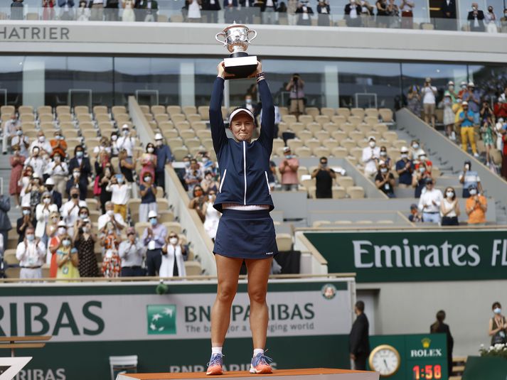 Barbora Krejcikova hrósaði sigri á Opna franska í dag.