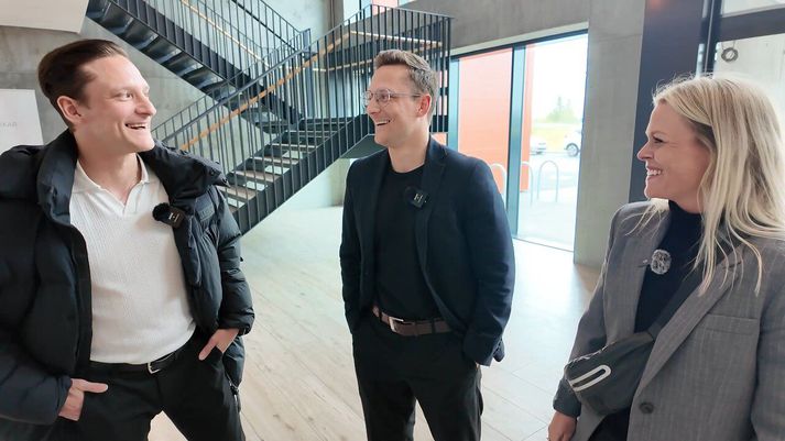 Tvíburarnir Daníel Þór og Patrick Örn Hansen, og Sólveig Heiða Foss eiginkona Patricks voru glaðbeitt í viðtali fyrir keppni.