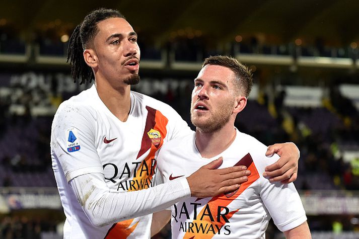 Smalling fagnar marki í leik með Roma.