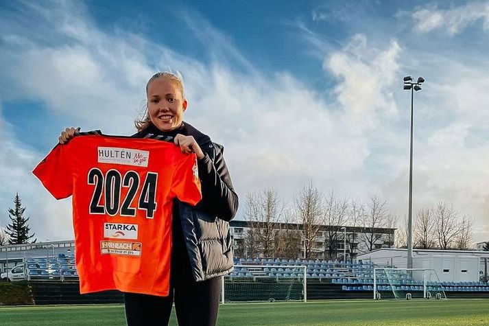 Hlín Eiríksdóttir skoraði fyrra mark Kristianstad í dag.