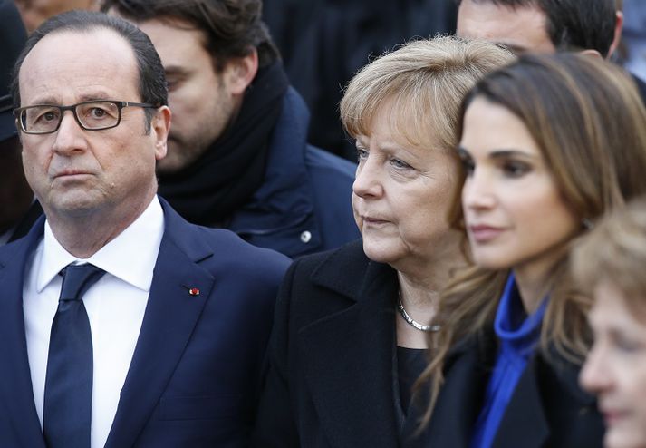 Angela Merkel Þýskalandskanslari og Francois Hollande Frakklandsforseti.