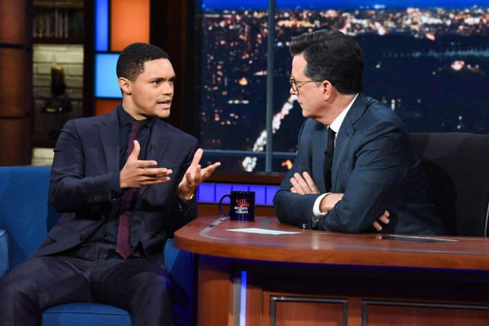 Trevor Noah og Stephen Colbert hafa lagt það í vana sinn að gera grín að forseta Bandaríkjanna.