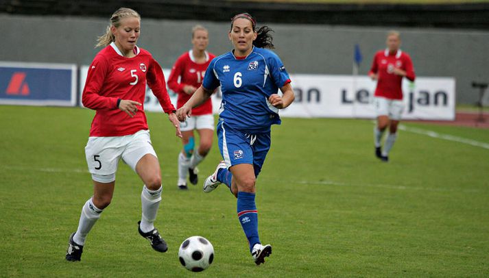 Marita Lund skoraði eitt mark Norðmanna í dag.