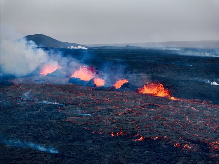 Svona var staðan á eldstöðvunum um tíuleytið í morgun.