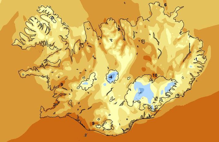 Hitaspá Veðurstofu Íslands fyrir fimmtudag.