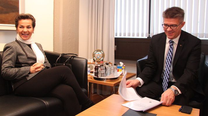 Christiana Figueres og Gunnar Bragi Sveinsson.