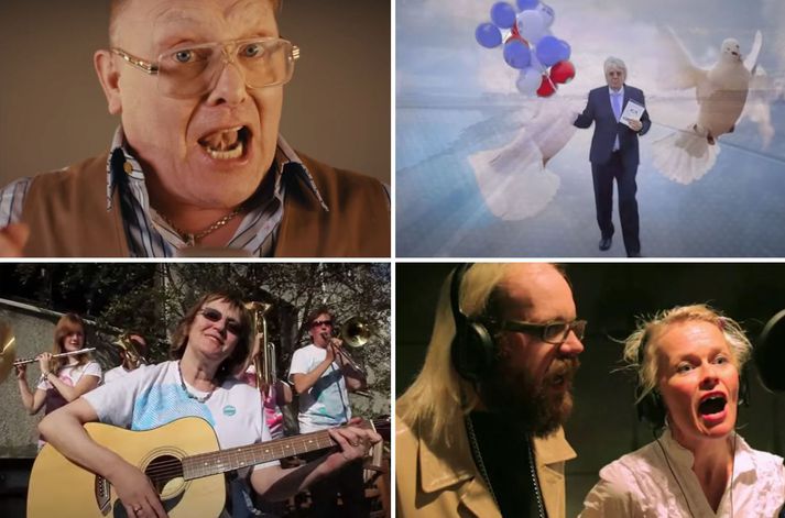 Frambjóðendur freista þess að vinna hug og hjörtu kjósenda með kosningalagi.