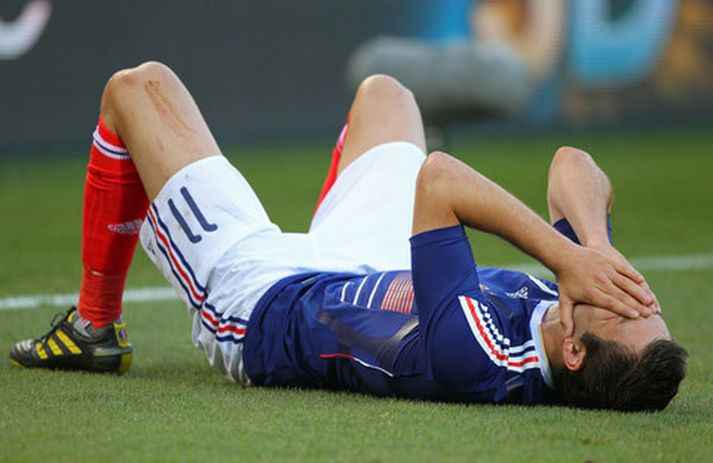 Frakkinn Andre Pierre Gignac gat ekki leynt vonbrigðum sínum í leiknum.