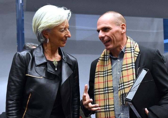 Christine Lagarde, framkvæmdastjóri Alþjóðagjaldeyrissjóðsins, og Yanis Varoufakis, fjármálaráðherra Grikkja.