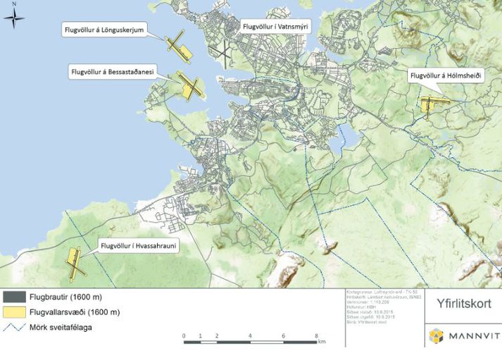 Mælingar leiddu í ljós að ferðatími með sjúkrabíl frá flugvelli í Hvassahrauni að Landspítalanum mun aukast um  7,5-11,5 mínútur.