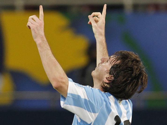 Þetta hefur ekki verið algeng sjón hjá Lionel Messi með argentínska landsliðinu.