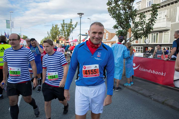 Guðni Th. Jóhannesson í Reykjavíkurmaraþoninu 2018.