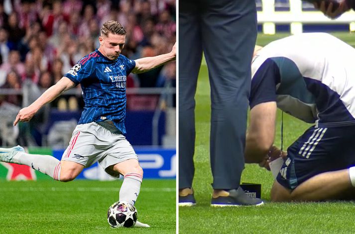 Arsenal komst yfir með marki úr vítaspyrnu, eftir að búið var að mæla grasið fyrir leik.