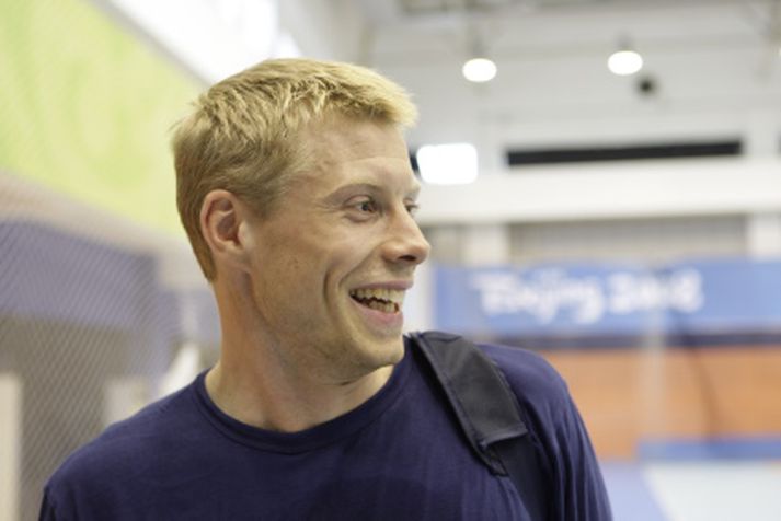 Guðjón Valur Sigurðsson á æfingu íslenska landsliðsins í morgun.