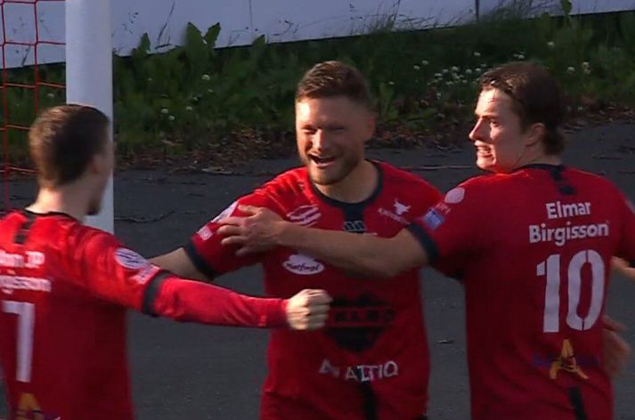 Benjamin Stokke fagnar jöfnunarmarkinu sínu á móti gömlu félögunum.