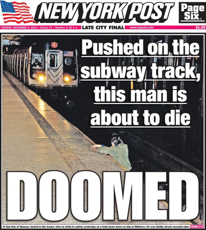 Forsíða New York Post á þriðjudaginn.