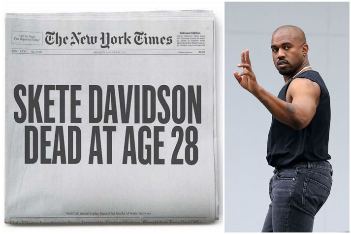 Kanye West hefur birt enn eina færsluna um Pete Davidson á samfélagsmiðlum. Í þetta sinn hefur hann lýst yfir dauð Skete Davidson. Hvað það þýðir er ekki gott að segja.