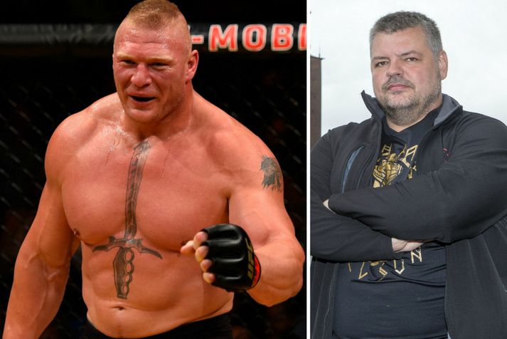 Brock Lesnar fær að heyra það frá Haraldi Nelson.