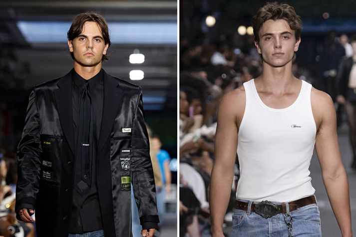 Sean Preston og Jayden James gengu tískupallinn fyrir fatamerkið Vetements í París.