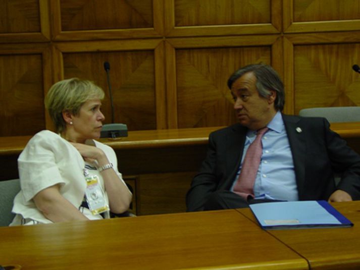 Ingibjörg Sólrún Gísladóttir ásamt António Guterres.