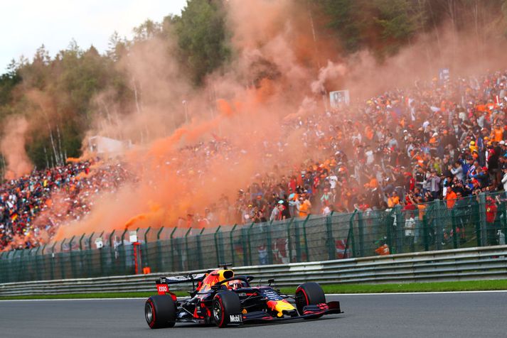 Verstappen fékk gríðarlegan stuðning í Belgíu. Um næstu helgi má þó búast við rauðum stúkum á Monza.