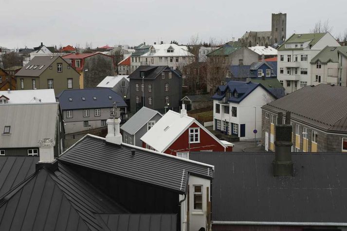 Húsaþyrping í miðbæ Reykjavíkur.