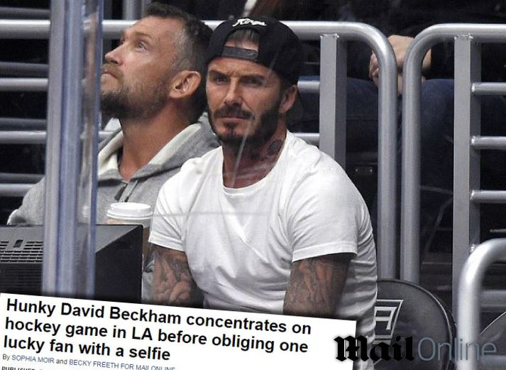 Hér má sjá Björgólf og David Beckham saman á leiknum.