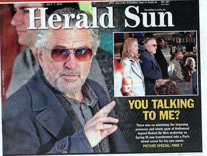 Ástralskir fjölmiðlar eru afar uppteknir af Robert De Niro um þessar mundir.