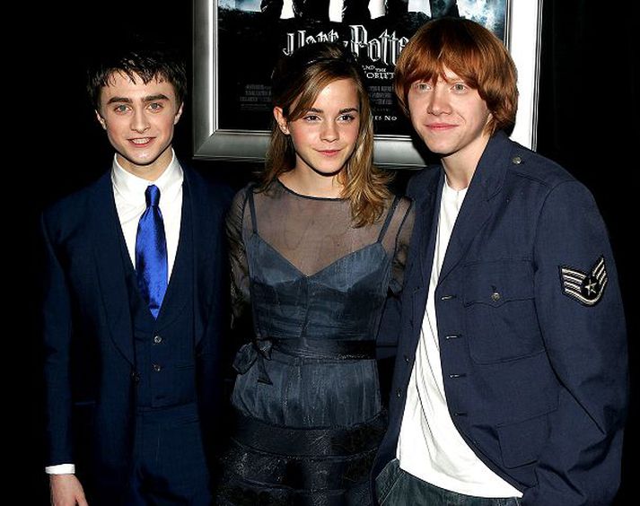 Aðalleikarar myndarinnar.  Kvikmyndin Harry Potter og eldbikarinn hefur notið mikilla vinsælda síðan hún var frumsýnd.