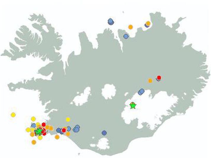 Annar jarðskjálfti, yfir fjögur á Richter,  varð um 25 mínútur í tvö í dag.