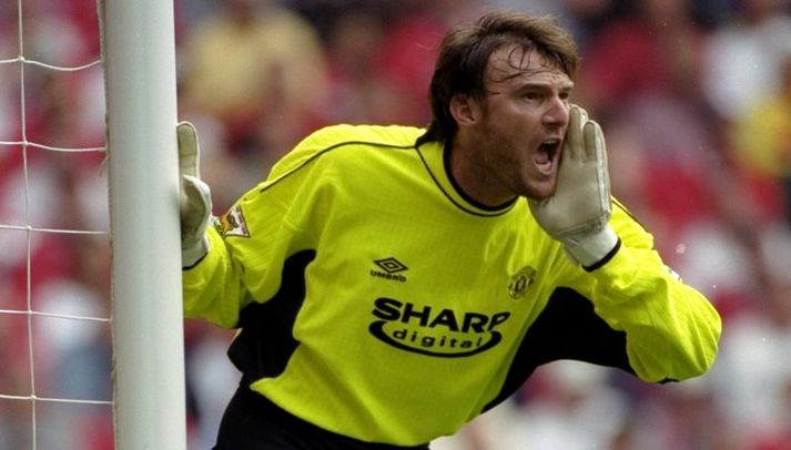Massimo Taibi í búningi Manchester United