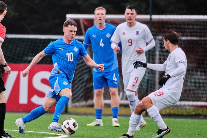 Eggert Aron Guðmundsson skoraði þriðja mark Íslands í dag.