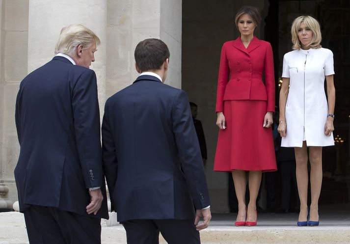 Donald Trump, Emmanuel Macron, Melania Trump og Brigitte Macron.