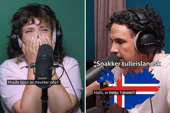 Útvarpsmenn NRK skemmtu sér konunglega yfir íslensk-norsku símaatinu í Trévirki.