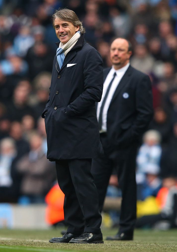 Roberto Mancini var hress í dag.