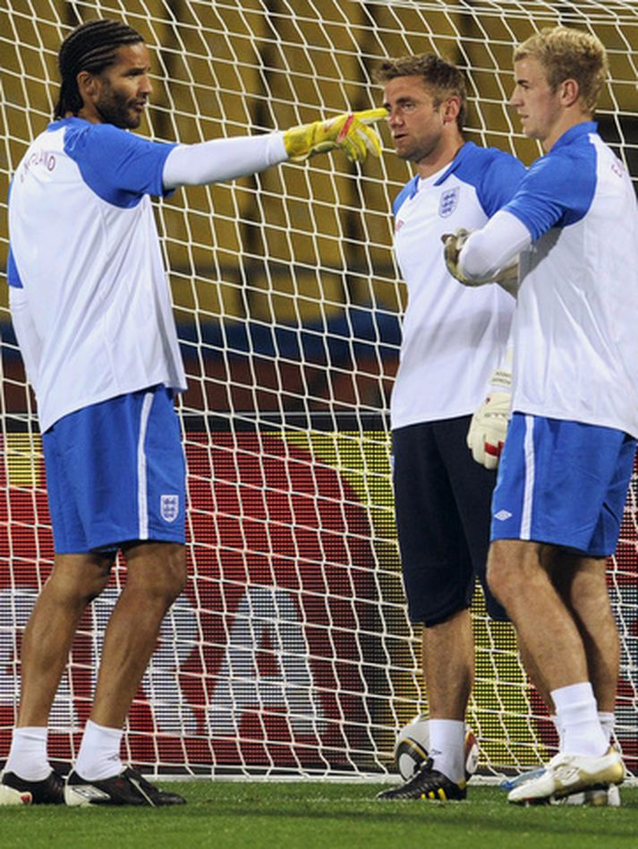 Markverðir enska liðsins: David Green, Robert Green og Joe Hart.