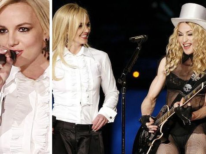 Britney og Madonna í gærkvöldi.