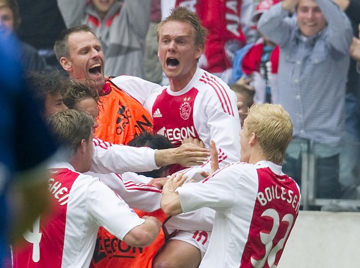 Leikmenn Ajax fagna í dag.