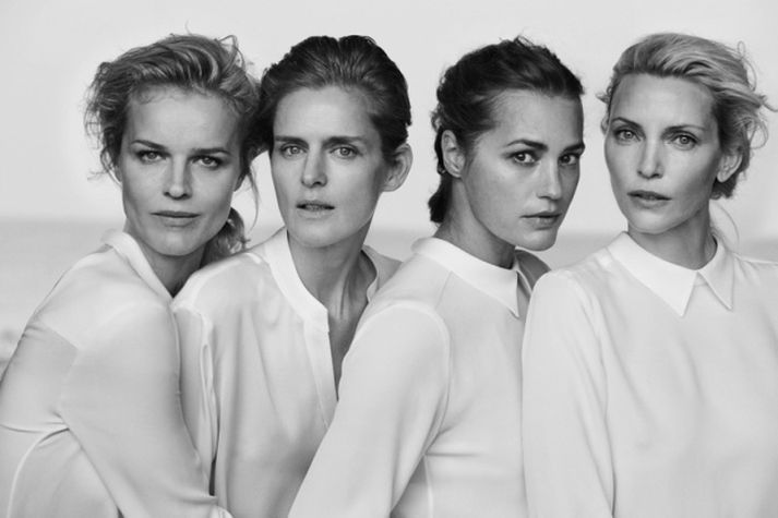 Eva Herzigova, Stella Tennant, Amber Le Bon og Nadja Auermann fyrir Giorgio Armani.