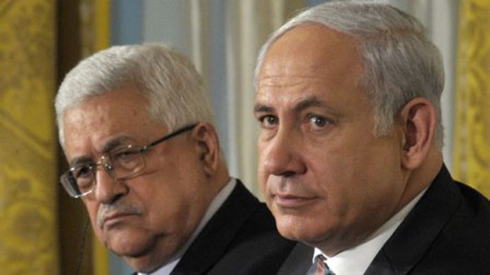 Mahmoud Abbas, leiðtogi Palestínu, ásamt Benjamin Netanyahu.