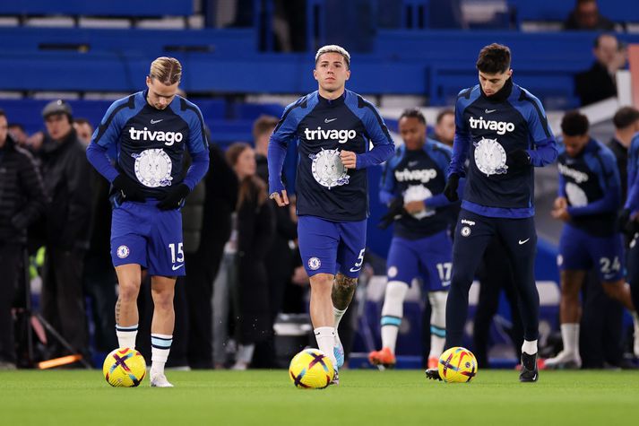 Mykhailo Mudryk og Enzo Fernandez voru báðir í byrjunarliði Chelsea í kvöld.