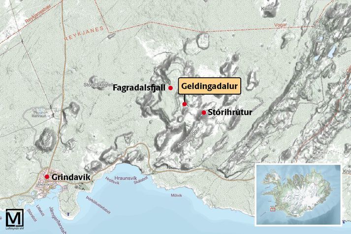 Gosið er í Geldingadal austan við Fagradalsfjall.