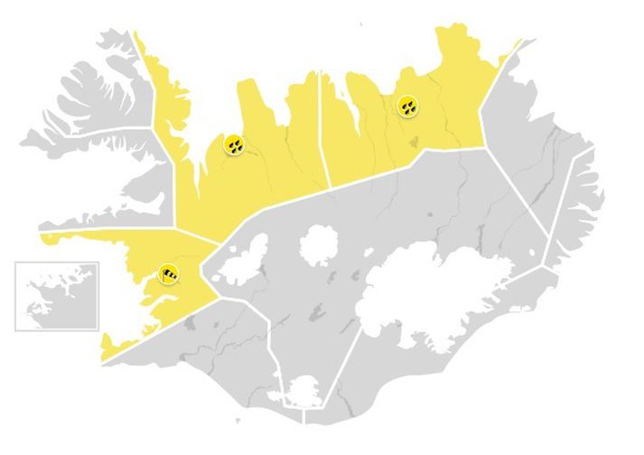 Ætla má að gular viðvaranir verði viðvarandi fram á kvöld.