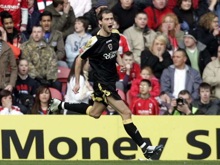 Roger Johnson sést hér fagna marki.