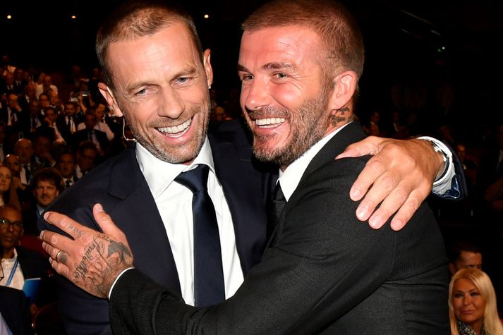 David Beckham fékk forsetaverðlaun UEFA á dögunum.