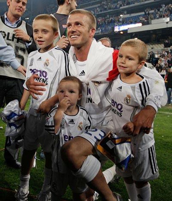 Beckham og synirnir á góðri stundu.