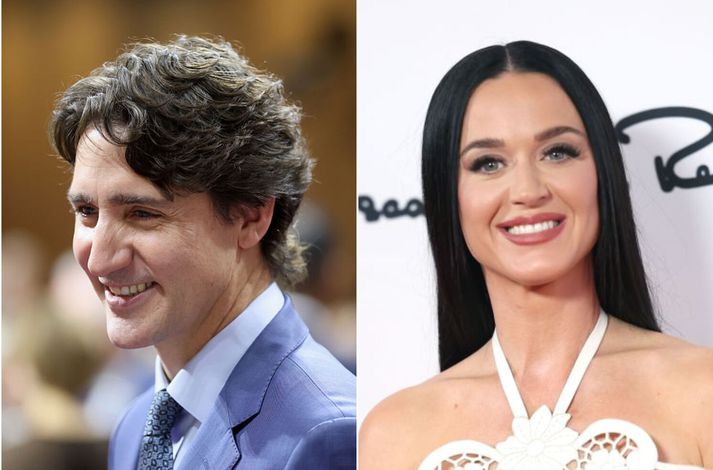 Justin Trudeau, fyrrverandi forsætisráðherra Kanada, (t.v.) og poppstjarnan Katy Perry 