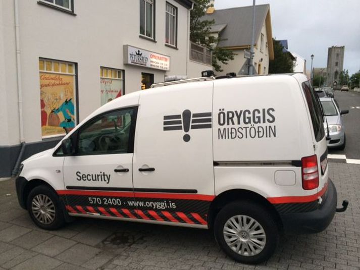 Frá vettvangi ránsins síðastliðið sumar.
