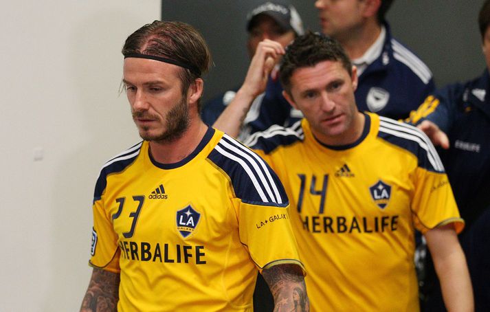 Keane er hér með liðsfélaga sínum hjá Galaxy, David Beckham.